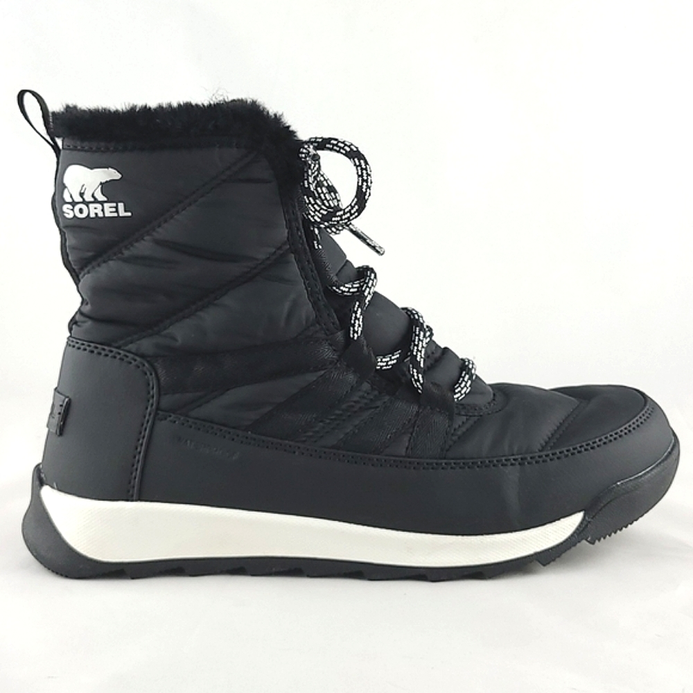 SOREL Women's Whitney II Short Winter Boots Waterproof Lace Up Black Size 8